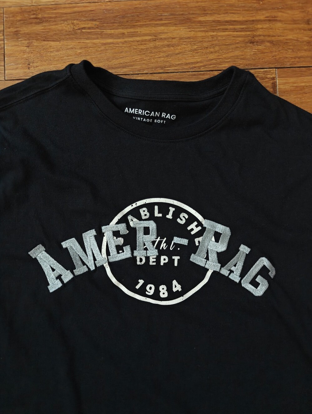 Men's American Rag T-shirt vintage soft black, white and blue